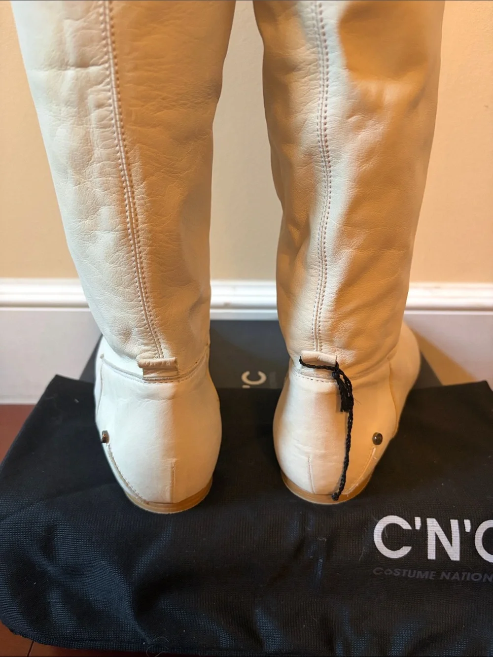 CNC Costume National Cream Leather Boots